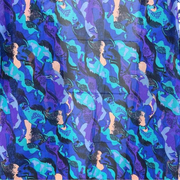 Maaji Multicolor Saddles Equestrian Print Fringe Kimono Swim Cover-up Retro Sz S - Picture 11 of 13